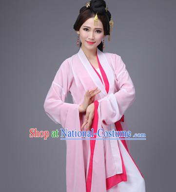 Pink Ancient Chinese Long Sleeves Dance Costumes Complete Set for Women