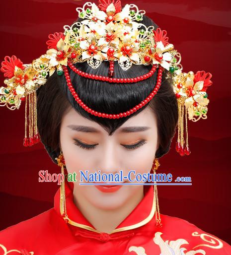 Traditional Chinese Princess Brides Wedding Headpieces Hair Jewelry Decorations Hairpins