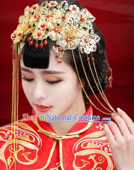 Traditional Chinese Style Princess Empress Queen Brides Wedding Headpieces Hair Fascinators Jewelry Decorations Hairpins Phoenix Crown Coronet