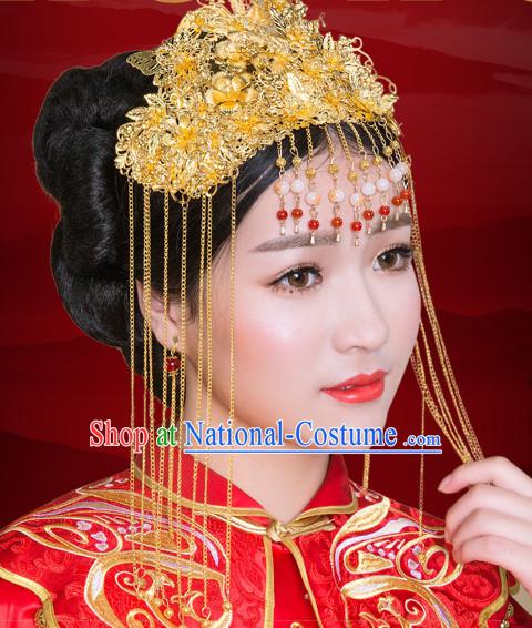 Traditional Chinese Style Princess Empress Queen Brides Wedding Headpieces Hair Fascinators Jewelry Decorations Hairpins Phoenix Crown Coronet