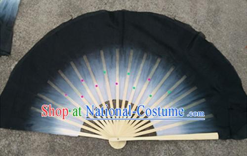 Color Transition Black White Silk Dance Fan