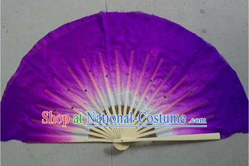 Color Transition Purple White Silk Dance Fan