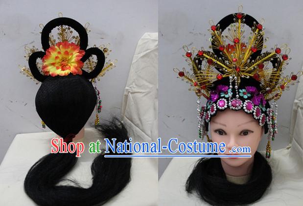 Chinese Opera Hair Accessories Headwear Headdress Hair Accessory Wig Set for Women or Girls