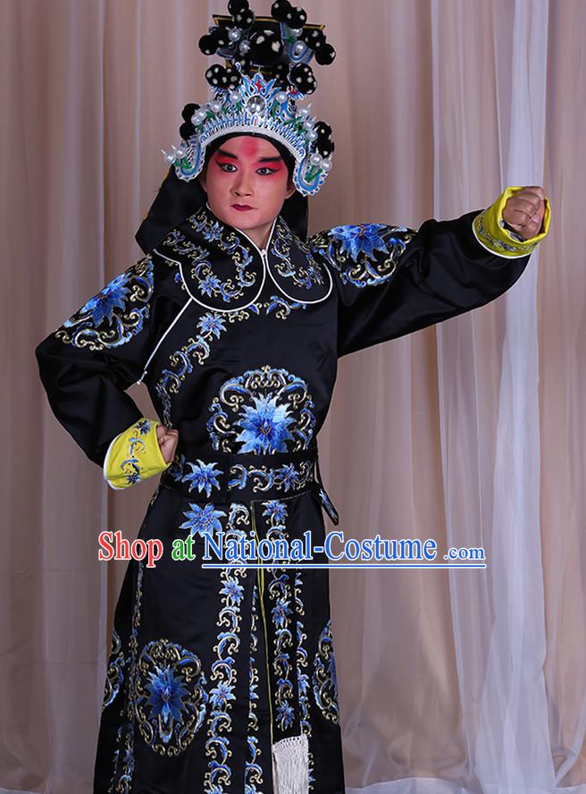 Embroidered Chinese Classic Peking Opera Wusheng Costume Beijing Opera Military Character Costumes Complete Set for Adults Kids Men Girls