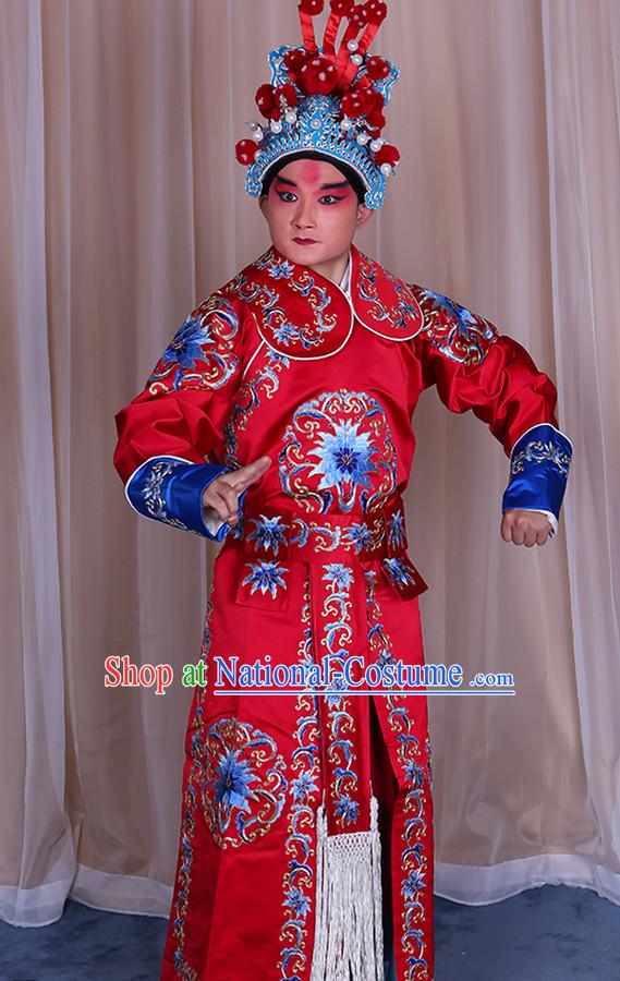 Embroidered Chinese Classic Peking Opera Wusheng Costume Beijing Opera Military Character Costumes Complete Set for Adults Kids Men Girls