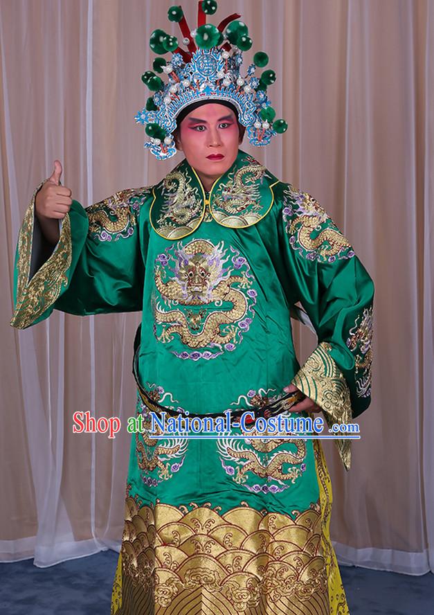 Embroidered Chinese Classic Peking Opera Long Mang Dragon Robe Costume Beijing Opera Official Costumes Complete Set for Adults Kids Men Boys