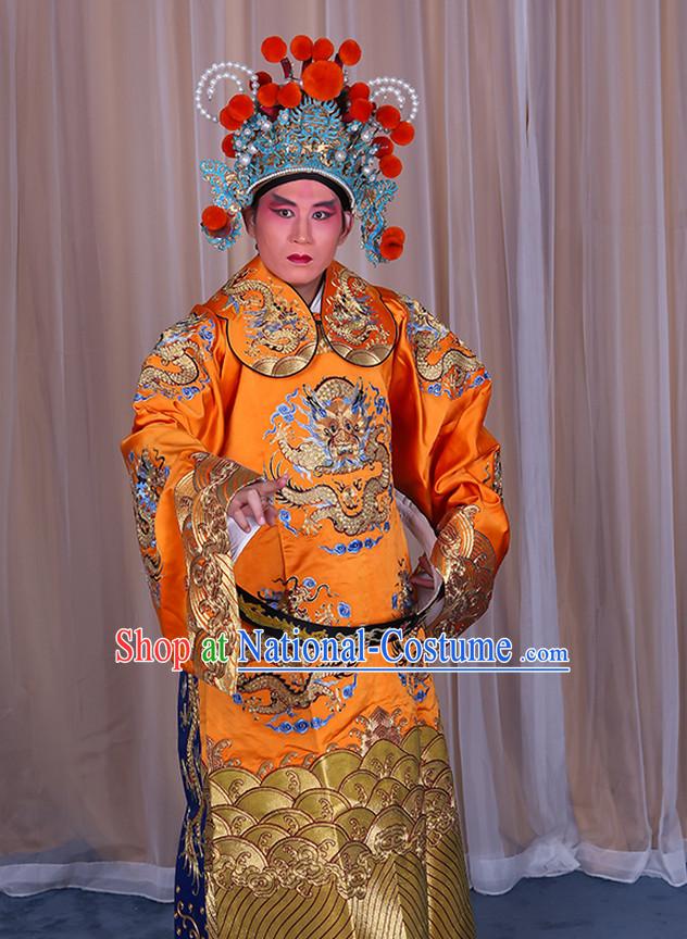 Embroidered Chinese Classic Peking Opera Long Mang Dragon Robe Costume Beijing Opera Official Costumes Complete Set for Adults Kids Men Boys