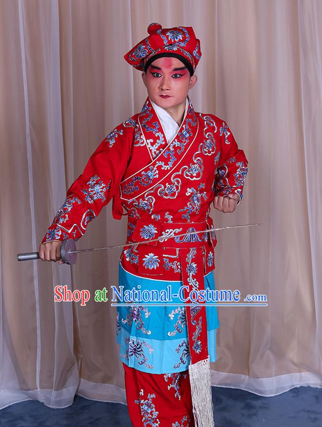 Top Embroidered Chinese Classic Peking Opera Wusheng Costume Beijing Opera Wu Sheng Fighting Costumes Complete Set for Adults Kids Men Boys