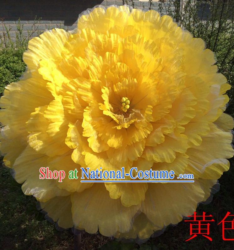 31.5 Inches Yellow Professional Stage Performance Large Peony Flower Umbrella