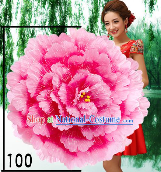 39 Inches Yellow Professional Stage Performance Large Peony Flower Umbrella