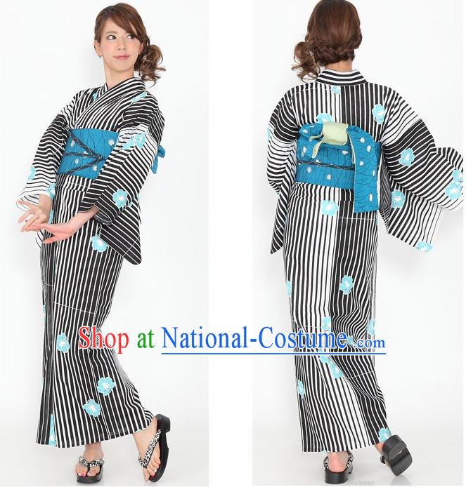 Top Authentic Traditional Japanese Kimonos Kimono Dress Yukata Clothing Robe Garment Complete Set for Women Ladies Girls