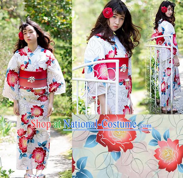 Top Authentic Traditional Japanese Kimonos Kimono Dress Yukata Clothing Robe Garment Complete Set for Women Ladies Girls