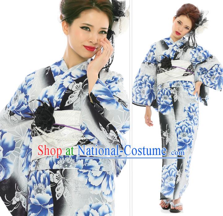 Top Authentic Traditional Japanese Kimonos Kimono Dress Yukata Clothing Robe Garment Complete Set for Women Ladies Girls