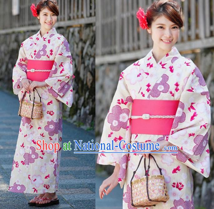 Top Authentic Traditional Japanese Kimonos Kimono Dress Yukata Clothing Robe Garment Complete Set for Women Ladies Girls