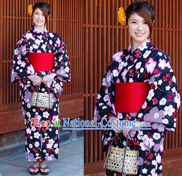 Top Authentic Traditional Japanese Kimonos Kimono Dress Yukata Clothing Robe Garment Complete Set for Women Ladies Girls