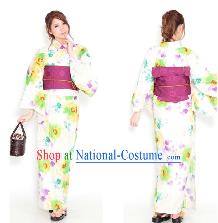 Top Authentic Traditional Japanese Kimonos Kimono Dress Yukata Clothing Robe Garment Complete Set for Women Ladies Girls