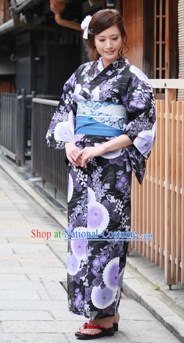 Top Authentic Traditional Japanese Kimonos Kimono Dress Yukata Clothing Robe Garment Complete Set for Women Ladies Girls