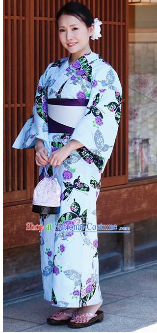 Traditional Japanese Kimono Fashion Furisode Yukata Clothing Stain Robe Dress online Complete Set for Women