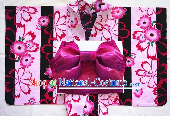 Traditional Japanese Kimono Fashion Furisode Yukata Clothing Stain Robe Dress online Complete Set for Women