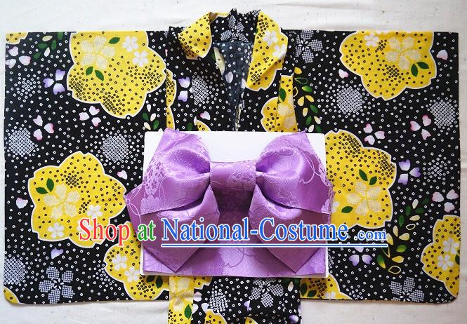 Traditional Japanese Kimono Fashion Furisode Yukata Clothing Stain Robe Dress online Complete Set for Women