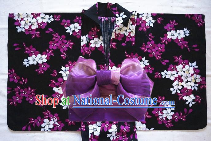 Traditional Japanese Kimono Fashion Furisode Yukata Clothing Stain Robe Dress online Complete Set for Women