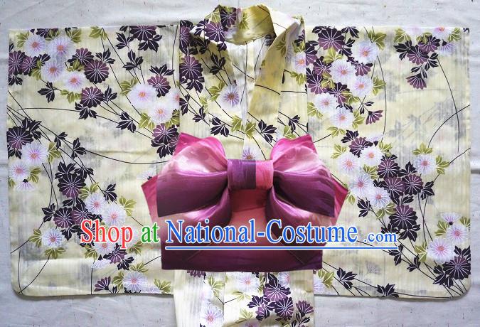 Traditional Authentic Japanese Kimono Kimonos Dress Fashion Furisode Yukata Clothing Robe online Complete Set for Women