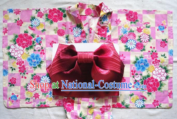 Traditional Authentic Japanese Kimono Kimonos Dress Fashion Furisode Yukata Clothing Robe online Complete Set for Women