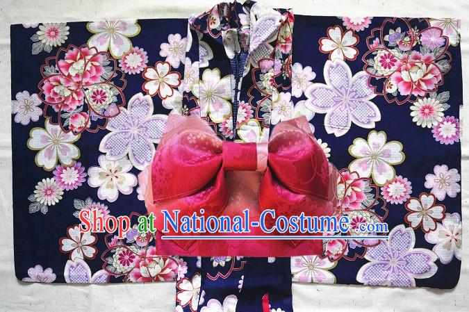 Traditional Authentic Japanese Kimono Kimonos Dress Fashion Furisode Yukata Clothing Robe online Complete Set for Women