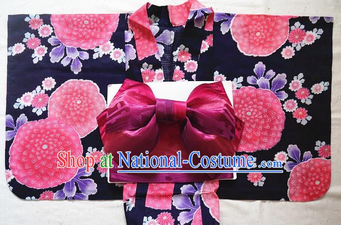 Traditional Authentic Japanese Kimono Kimonos Dress Fashion Furisode Yukata Clothing Robe online Complete Set for Women