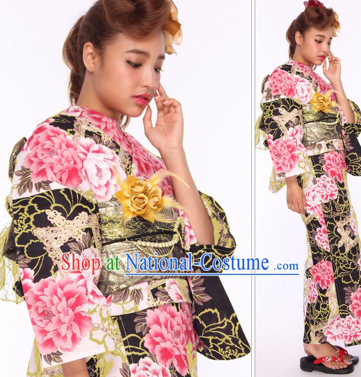 Top Authentic Traditional Japanese Kimonos Kimono Dress Yukata Clothing Robe online Complete Set for Women