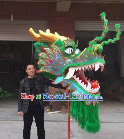 Green Chinese Spring Festival Big Display or Play Handmade Dragon Head