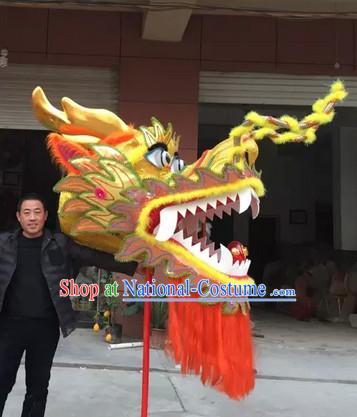 Yellow Chinese Spring Festival Big Display or Play Handmade Dragon Head