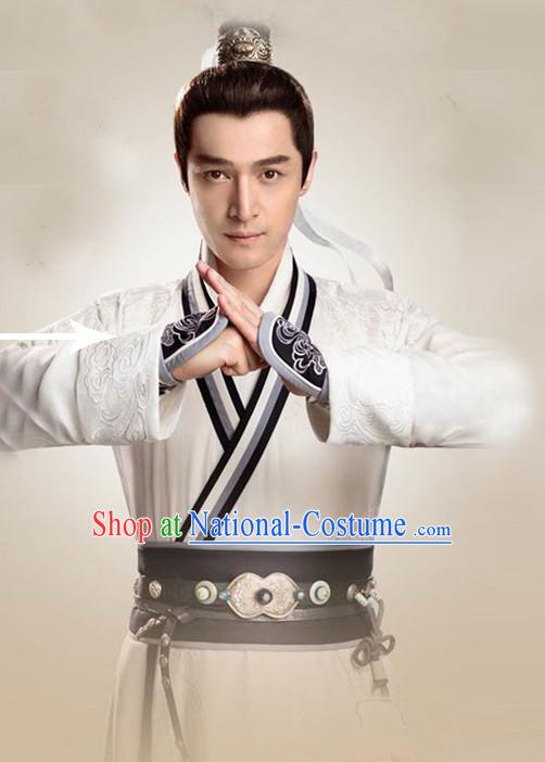 Ancient Chinese Hero Costumes Swordsman Hanfu Clothing Complete Set for Men and Teenagers