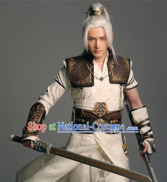 Ancient Chinese Hero Armor Costumes Swordsman Hanfu Clothing Complete Set for Men and Teenagers