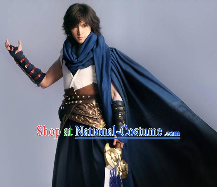 Ancient Chinese Hero Armor Costumes Swordsman Hanfu Clothes Complete Set for Men and Teenagers