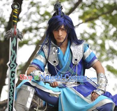 Ancient Chinese Cosplay Hero Armor Costumes Swordsman Hanfu Clothes Complete Set for Men and Teenagers