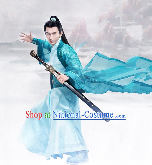 Ancient Chinese Hero Armor Costumes Swordsman Hanfu Dresses Complete Set for Men and Teenagers