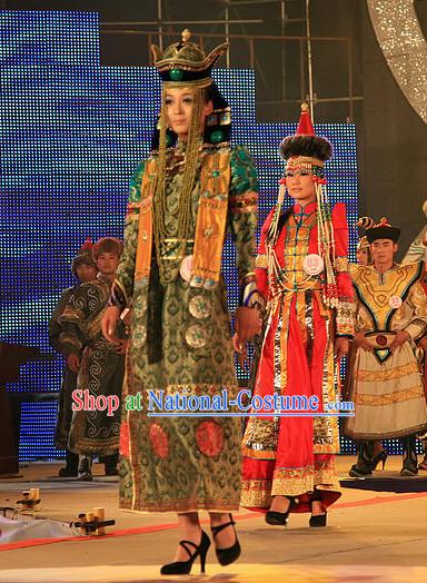 Mongolian Royal Empress Clothing and Hat Complete Set for Women