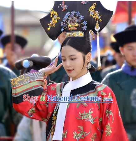 Qing Dynasty Manchu Empress Wigs and Head Wear Headpieces