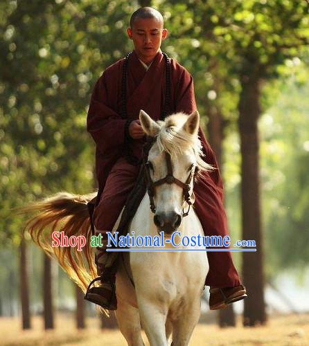 Chinese Ancient Monk Robe Clothes Complete Set for Men