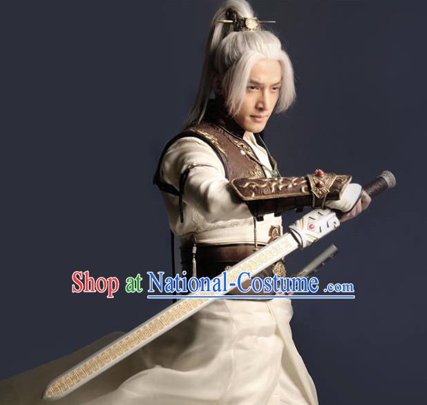 Chinese Ancient Swordsman Costume Clothes Complete Set for Men