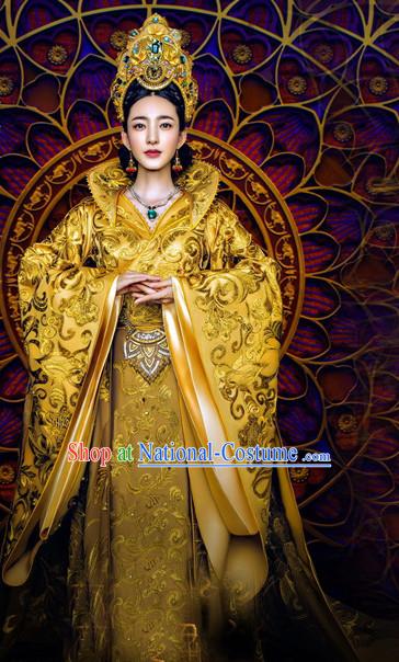 Chinese Ancient Empress Dresses and Hair Accessories Complete Set