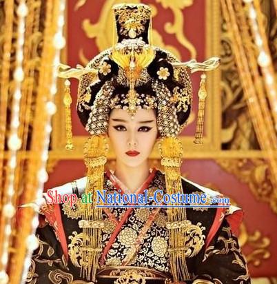 Ancient Chinese Tang Dynasty Wu Zetian Emperor Royal Crown Head Pieces Hat