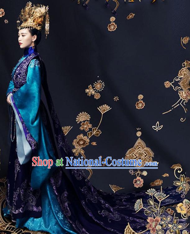 Ancient Chinese Imperial Embroidered Phoenix Empress Royal Clothing Complete Set