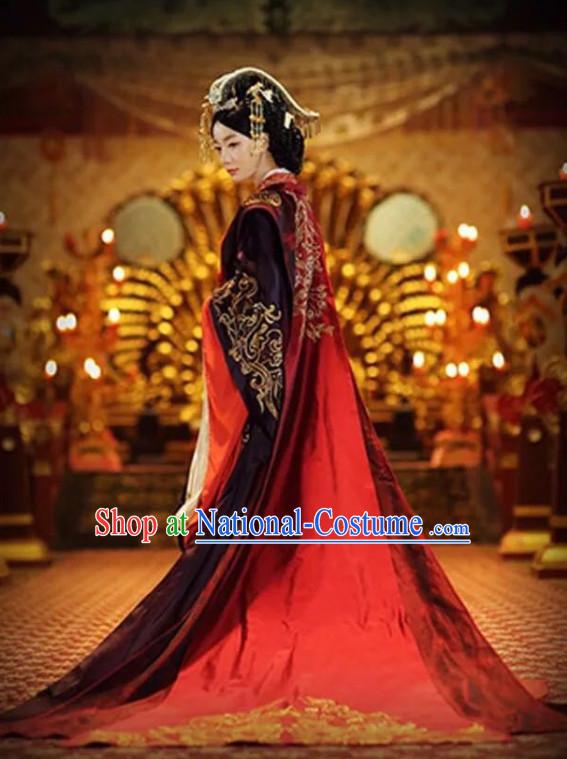 Chinese Ancient Han Dynasty Empress Imperial Royal Clothing with Long Trail