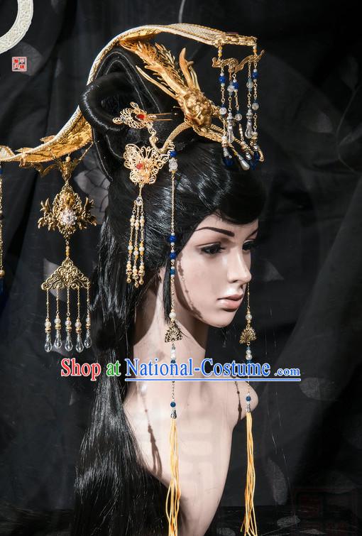 Tang Dynasty Wu Zetian Emperor Crown Headpieces Hair Accessories Set