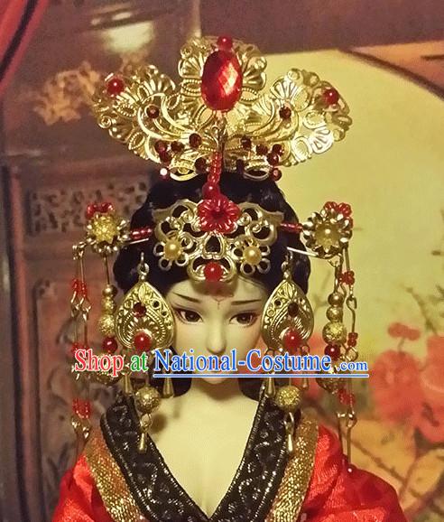 Tang Dynasty Wu Zetian Emperor Crown Headpieces Hair Accessories Set