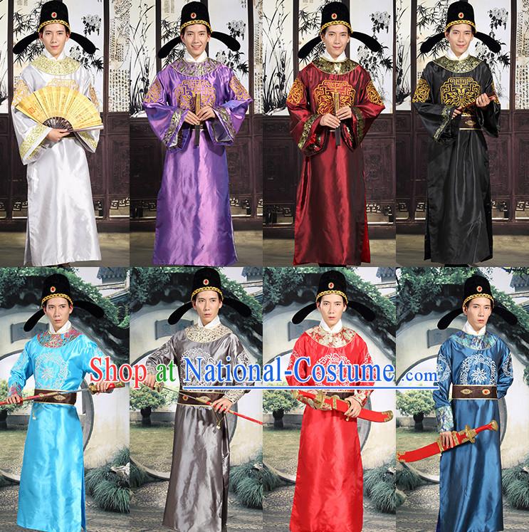 Tang Dynasty Prime Minster Official Costumes and Hat Complete Set