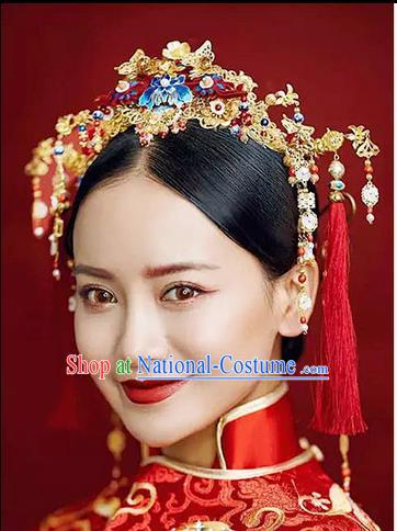 Chinese Ancient Style Hair Jewelry Accessories, Hairpins, Princess Hanfu Xiuhe Suit Wedding Bride Hair Accessories Set for Women