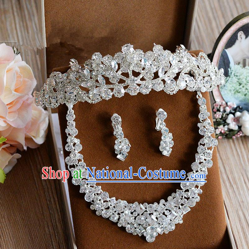 Traditional Jewelry Accessories, Princess Bride Royal Crown, Wedding Hair Accessories, Baroco Style Crystal Headwear, Necklaces, Earrings for Women